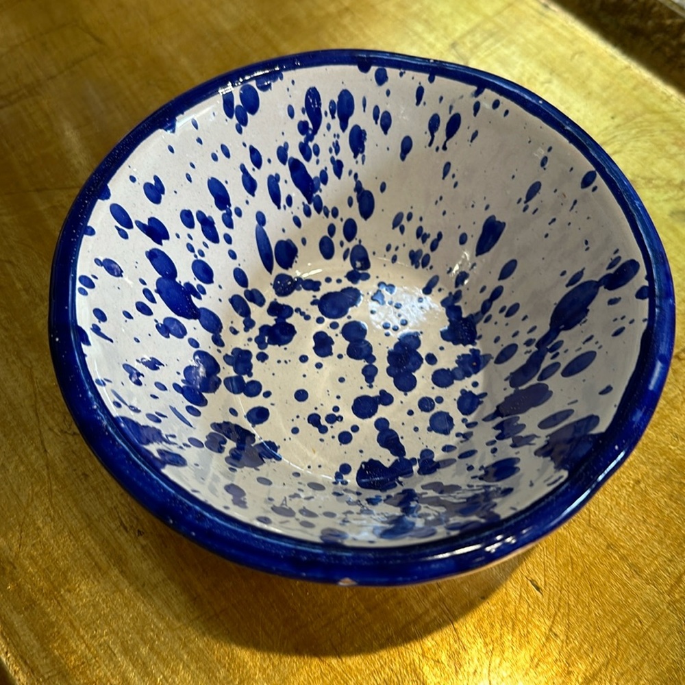 Rustic Bowl Italian Ceramic Splatterware Bowl Blue & White